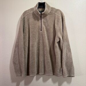 True Grit Men's Taupe Zip-Up Sherpa Pullover - Size Medium